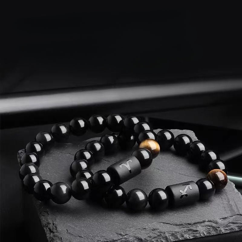 Wholesale Twelve Constellations Natural Stone Elastic Bracelet